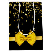 シックモダンエレガントブラックと金ゴールド甘い16メディ ミディアムペーパーバッグ (裏面)