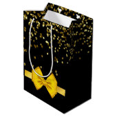 シックモダンエレガントブラックと金ゴールド甘い16メディ ミディアムペーパーバッグ (裏面アングル)
