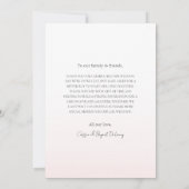 シックモダンエレガント赤面ピンク結婚写真 サンキューカード (裏面)