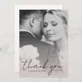 シックモダンエレガント赤面ピンク結婚写真 サンキューカード (正面/裏面)