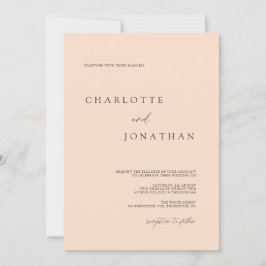 シックモダンエレガント赤面ピ結婚ンク 招待状