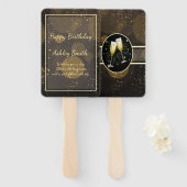 シックモダンエレガント金ゴールドグリッター ハンドファン (正面&裏面)