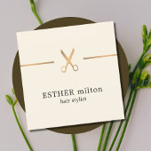 シックモダンエレガント金ゴールドフェイクシザー美容師 スクエア名刺