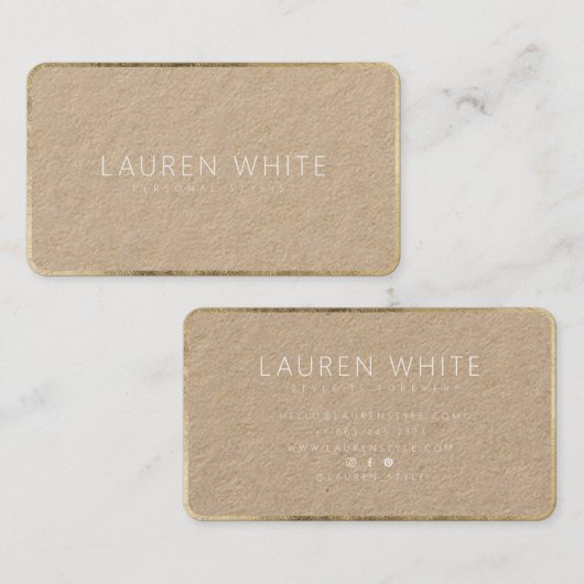 シックモダンエレガント金ゴールドホワイトミニマリストのクラフト 名刺