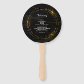 シックモダンエレガント金ゴールドライト結婚式 プログラム ハンドファン (裏面)