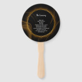 シックモダンエレガント金ゴールドライト結婚式 プログラム ハンドファン (裏面)