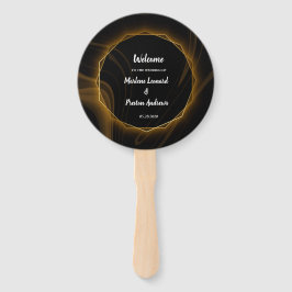 シックモダンエレガント金ゴールドライト結婚式 プログラム ハンドファン