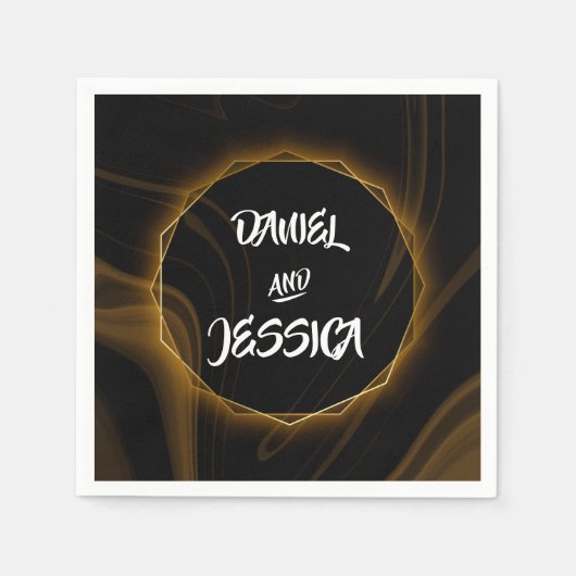 シックモダンエレガント金ゴールドライト スタンダードカクテルナプキン (正面)