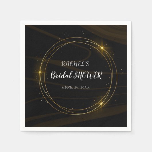 シックモダンエレガント金ゴールドライト スタンダードカクテルナプキン (正面)