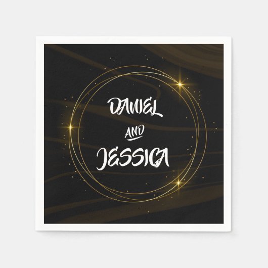 シックモダンエレガント金ゴールドライト スタンダードカクテルナプキン (正面)