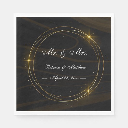 シックモダンエレガント金ゴールドライト スタンダードランチョンナプキン (正面)