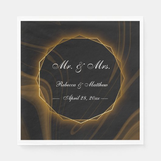 シックモダンエレガント金ゴールドライト スタンダードランチョンナプキン (正面)