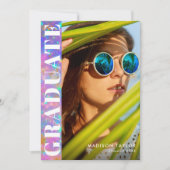 シックモダンオパール写真卒業 案内状 (正面)