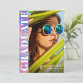 シックモダンオパール写真卒業 案内状 (スタンド正面)