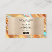 シックモダンオパール金ゴールドメイクアップアーティスト美しいサロン 名刺 (裏面)