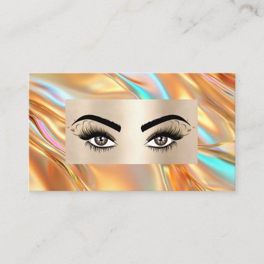 シックモダンオパール金ゴールドメイクアップアーティスト美しいサロン 名刺 (正面)