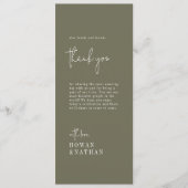 シックモダンオリーブグリーンありがとうテーブルカード メニュー (正面)