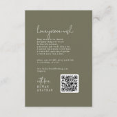 シックモダンオリーブ結婚グリーンのハネムーン願い エンクロージャーカード (正面)