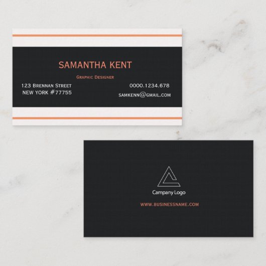 シックモダンオレンジとブラック 名刺 (正面/裏面)
