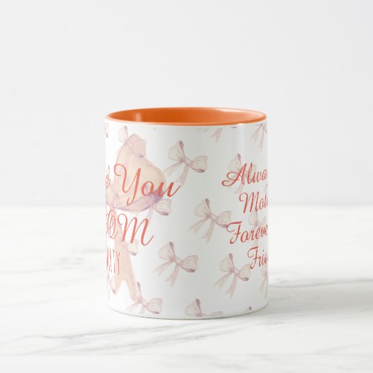 シックモダンオレンジパープル愛あなたママ母の日 マグカップ (中央)