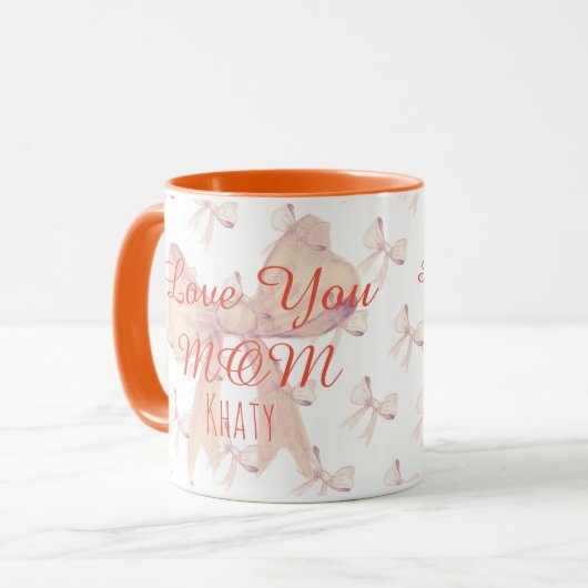 シックモダンオレンジパープル愛あなたママ母の日 マグカップ (正面左)