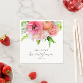 シックモダンオレンジピンクフローラブライダルシャワー スタンダードカクテルナプキン (インサイチュ)