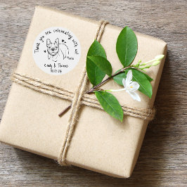 シックモダンカスタムおもしろいブルドッグドッグ結婚式の引き出物 ラウンドシール