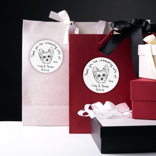 シックモダンカスタムおもしろいヨークシャーテリアドッグ結婚式の引き出物 ラウンドシール