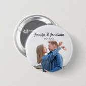 シックモダンカップルフォト結婚ズゲスト 缶バッジ (正面&裏面)