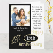 シックモダンカップル写真白黒記念日 カード (黄色い花)