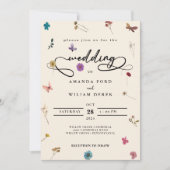 シックモダンカラフルクリームワイルドフラワー結婚ズ 招待状 (正面)