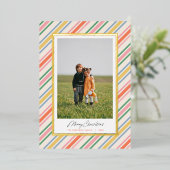 シックモダンカラフルストライプクリスマスフォイルカード 箔招待状 (立ち正面)