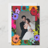 シックモダンカラフルフラワーフローラ結婚写真 招待状 (裏面)