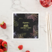 シックモダンカラフル花火ブラック誕生日 スタンダードカクテルナプキン (インサイチュ)