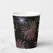シックモダンカラフル花火ブラック誕生日 紙コップ (左)