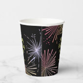 シックモダンカラフル花火ブラック誕生日 紙コップ (右)