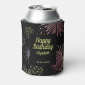 シックモダンカラフル花火ブラック誕生日 缶クーラー (缶裏面)