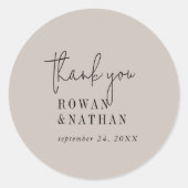 シックモダンカラー編集可能サンキューステッカー ラウンドシール (正面)
