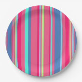 シックモダンガーリーキャンディストライプのパターン ペーパープレート (正面)