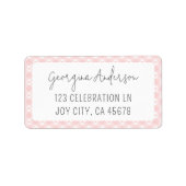 シックモダンギンガムパステル赤面ピンクアドレス ラベル (正面)