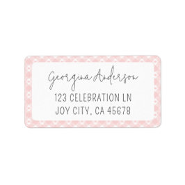 シックモダンギンガムパステル赤面ピンクアドレス ラベル