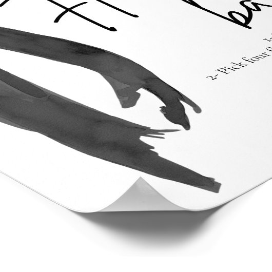 シックモダンクエレガントブラックボウフラワーバーサイン ポスター (角)