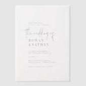 シックモダンクミニマルロシンプルック結婚 ベラム紙招待状 (正面)
