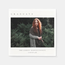 シックモダンクミニマル・クカスタムリーン写真卒業 スタンダードカクテルナプキン