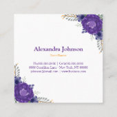 シックモダンクラシー水カラーフローラパーソナライズされた スクエア名刺 (裏面)