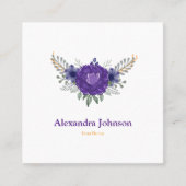 シックモダンクラシー水カラーフローラパーソナライズされた スクエア名刺 (正面)