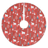 シックモダンクリスマスホリデーズウィンターポーラーベア ブラッシュドポリエステルツリースカート (正面)