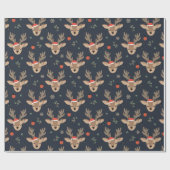 シックモダンクリスマスホリデーズフェスティバルトナカイ ラッピングペーパー (フラット)