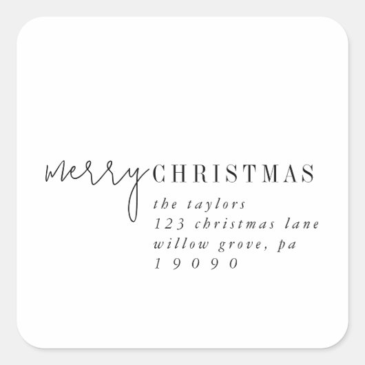 シックモダンクリスマス差出人住所封筒用シール スクエアシール (正面)