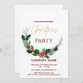 シックモダンク企業のリスマスウォーターリース 招待状 (正面/裏面)